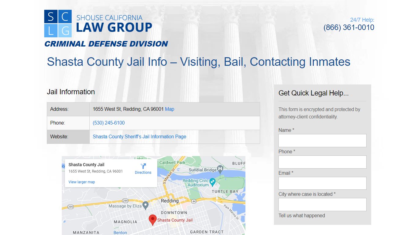 Shasta County Jail Info – Visiting, Bail, Contacting Inmates
